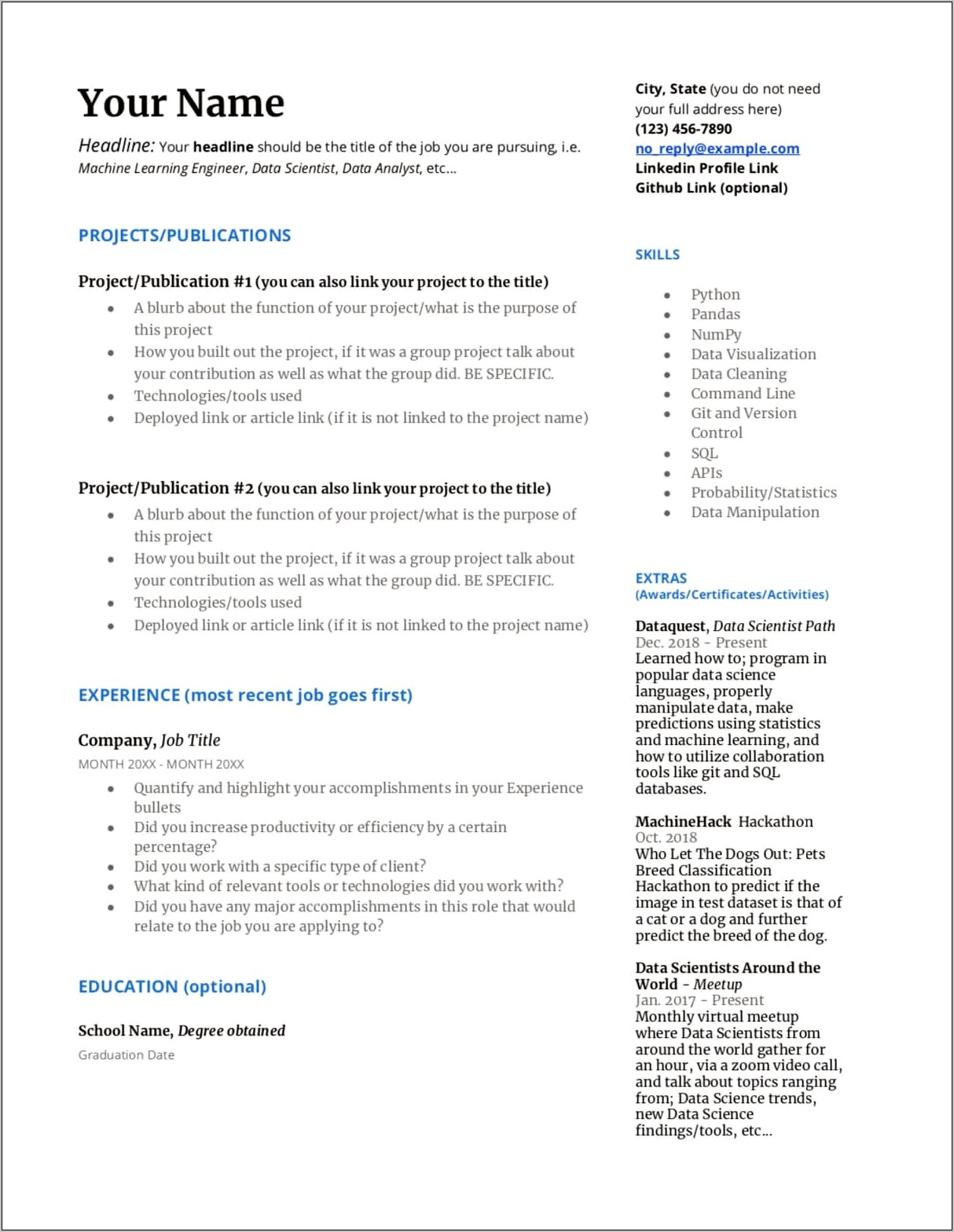 Resume Format For Google Jobs