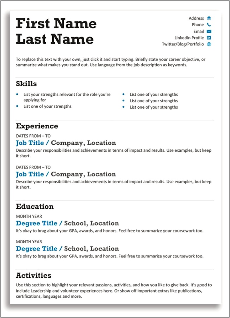 Resume Format For It Jobs