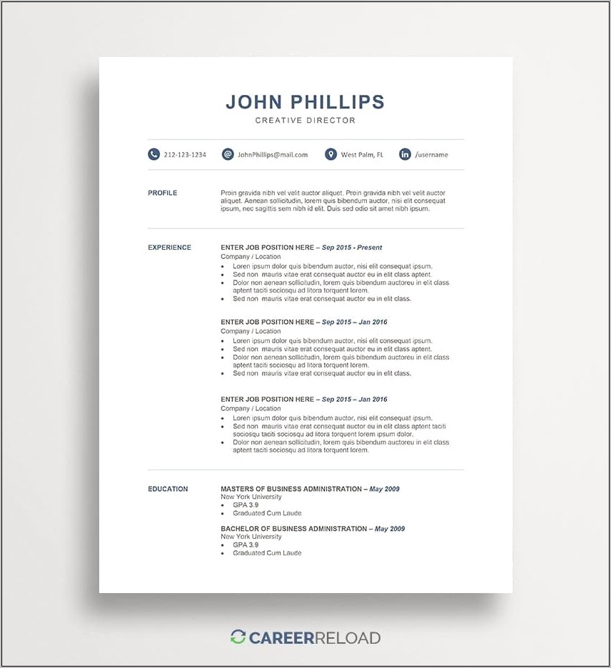 Resume Free Templates Word Download