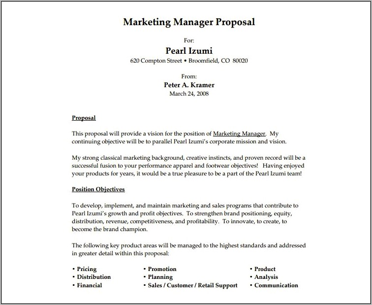 Resume Job Position Proposal Template