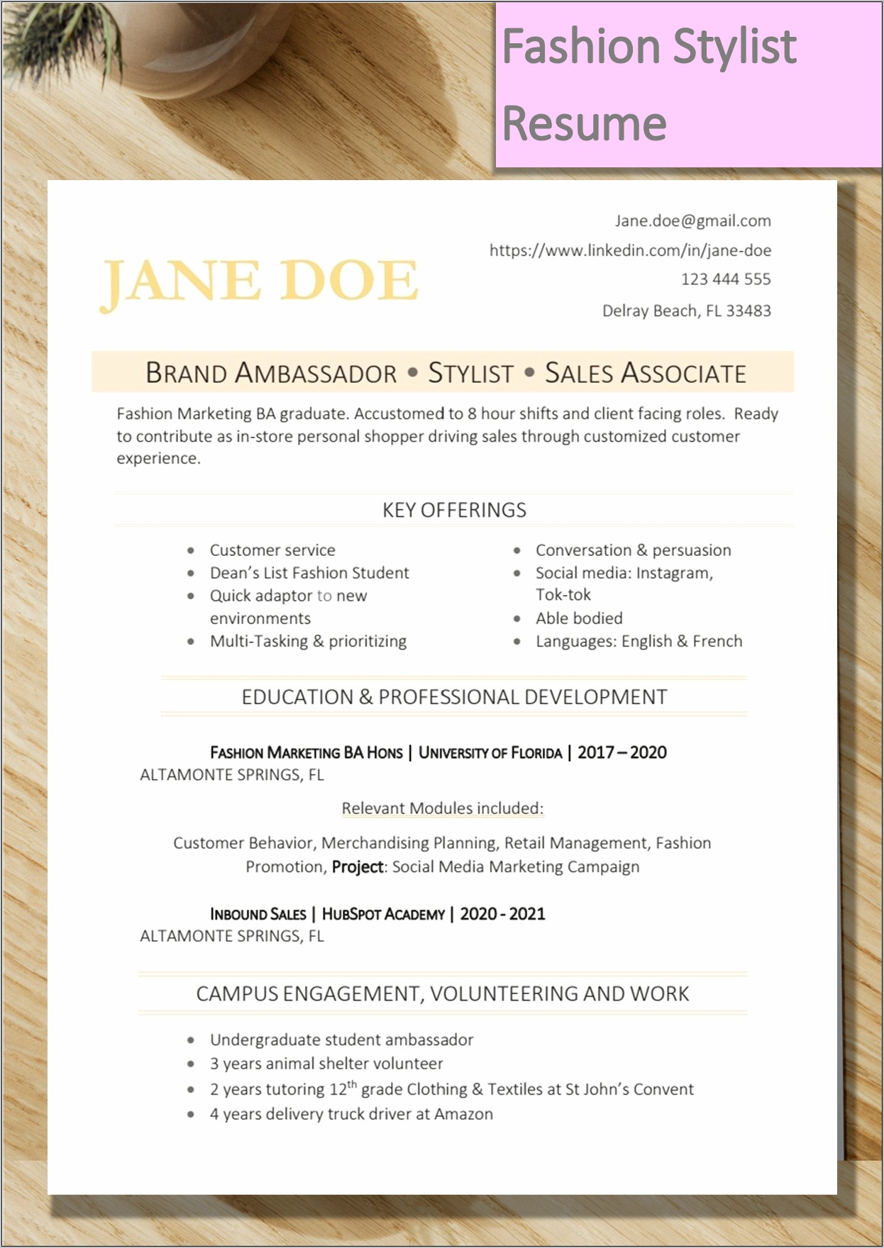 Resume Objective About Apparel Merchandising