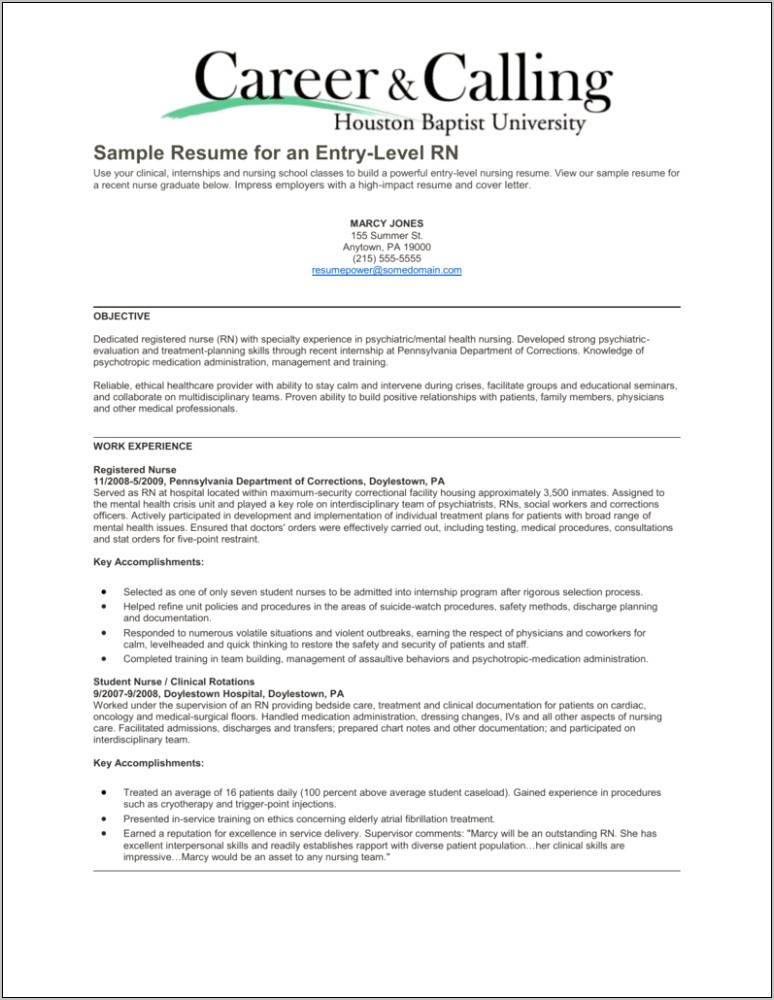 Resume Objective Entry Level Healthcare