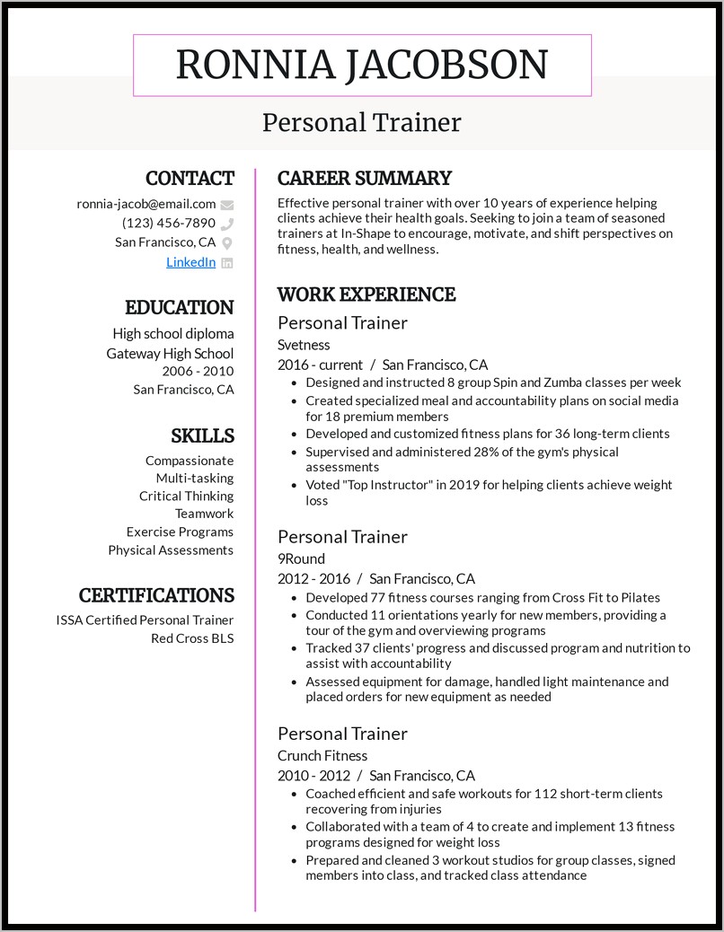 Resume Objective Examples Training Specialist