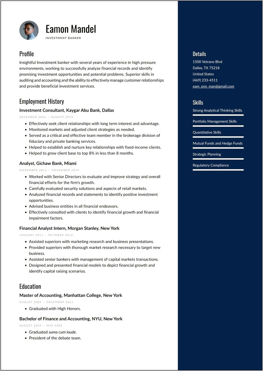 Resume Objective Examples Wealth Management