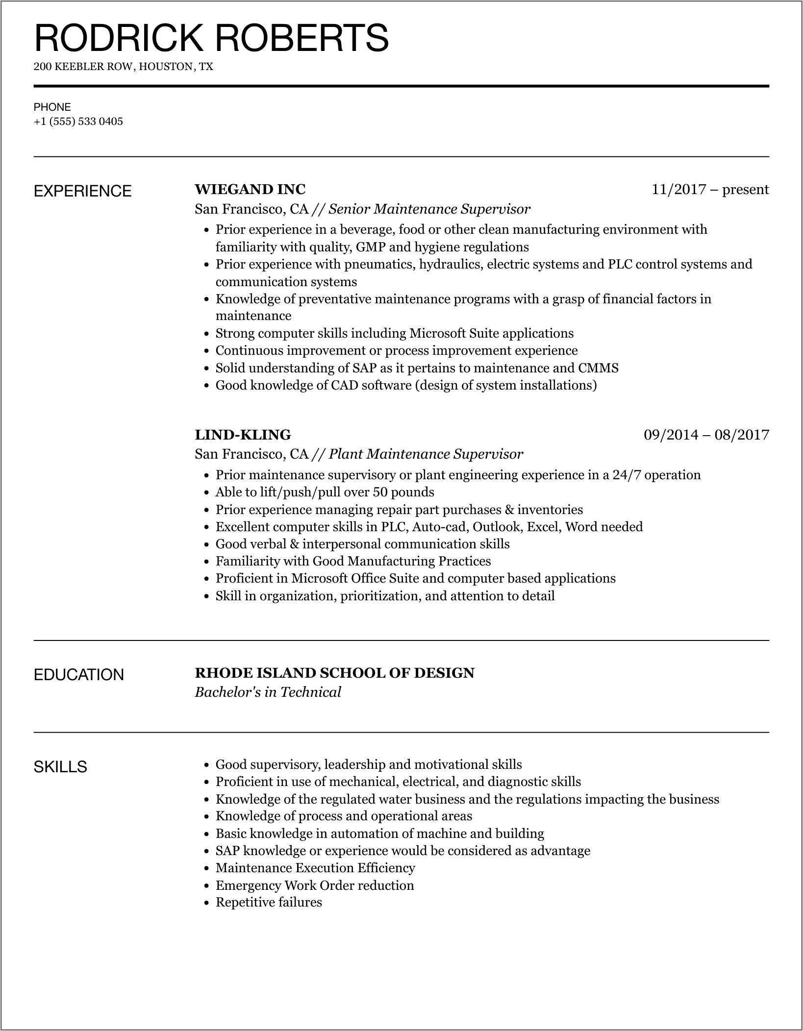 Resume Objective For Apartment Maintenance