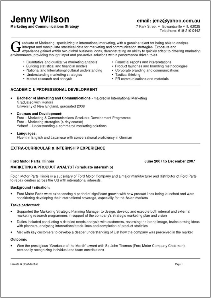 Resume Objective For Communications Job