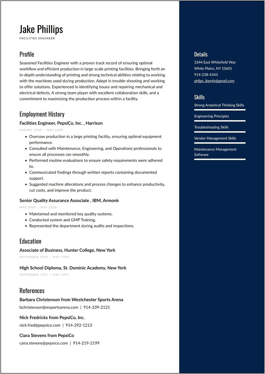 Resume Objective For Facility Maintenance