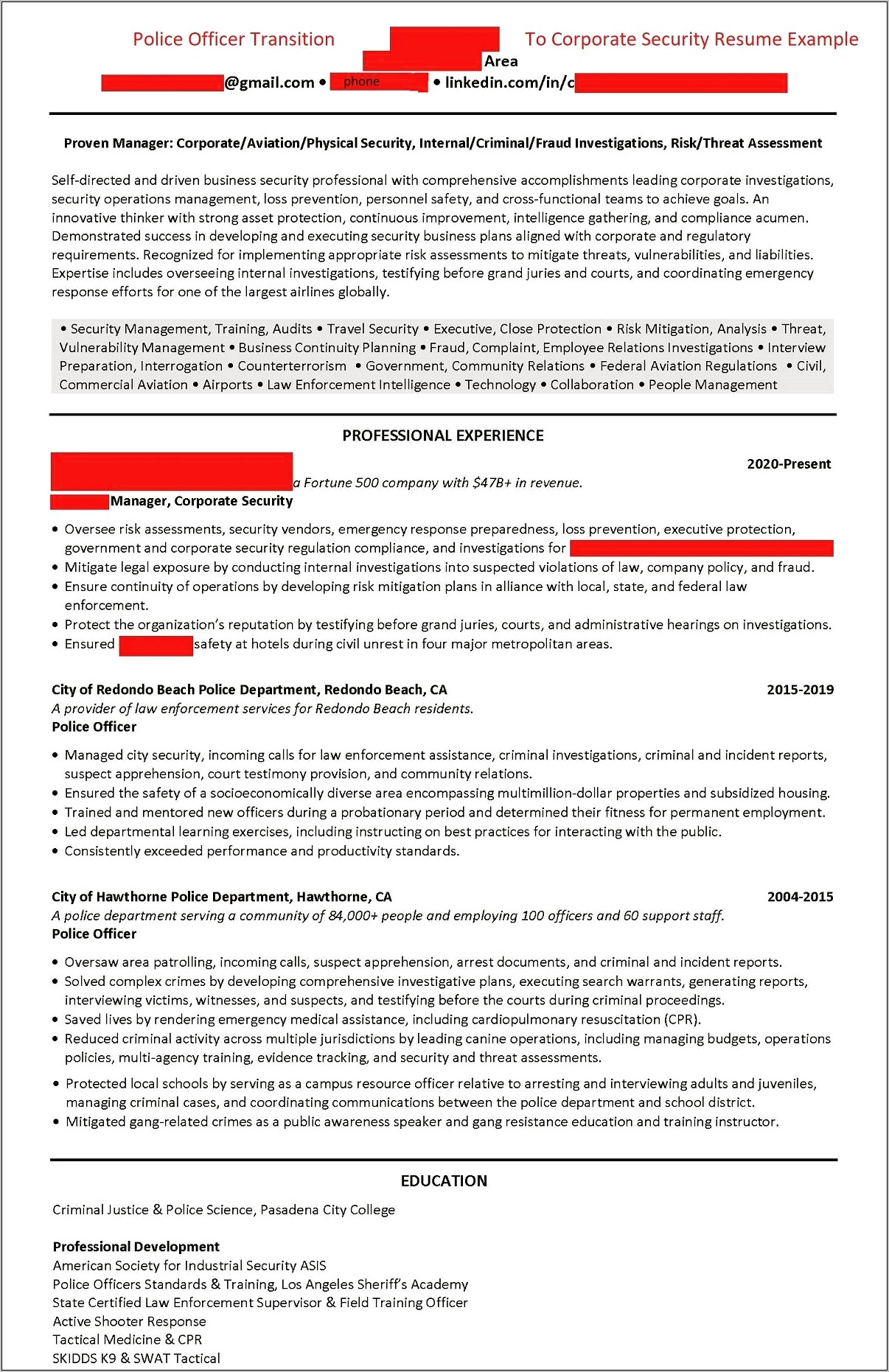 Resume Objective For Police Detective