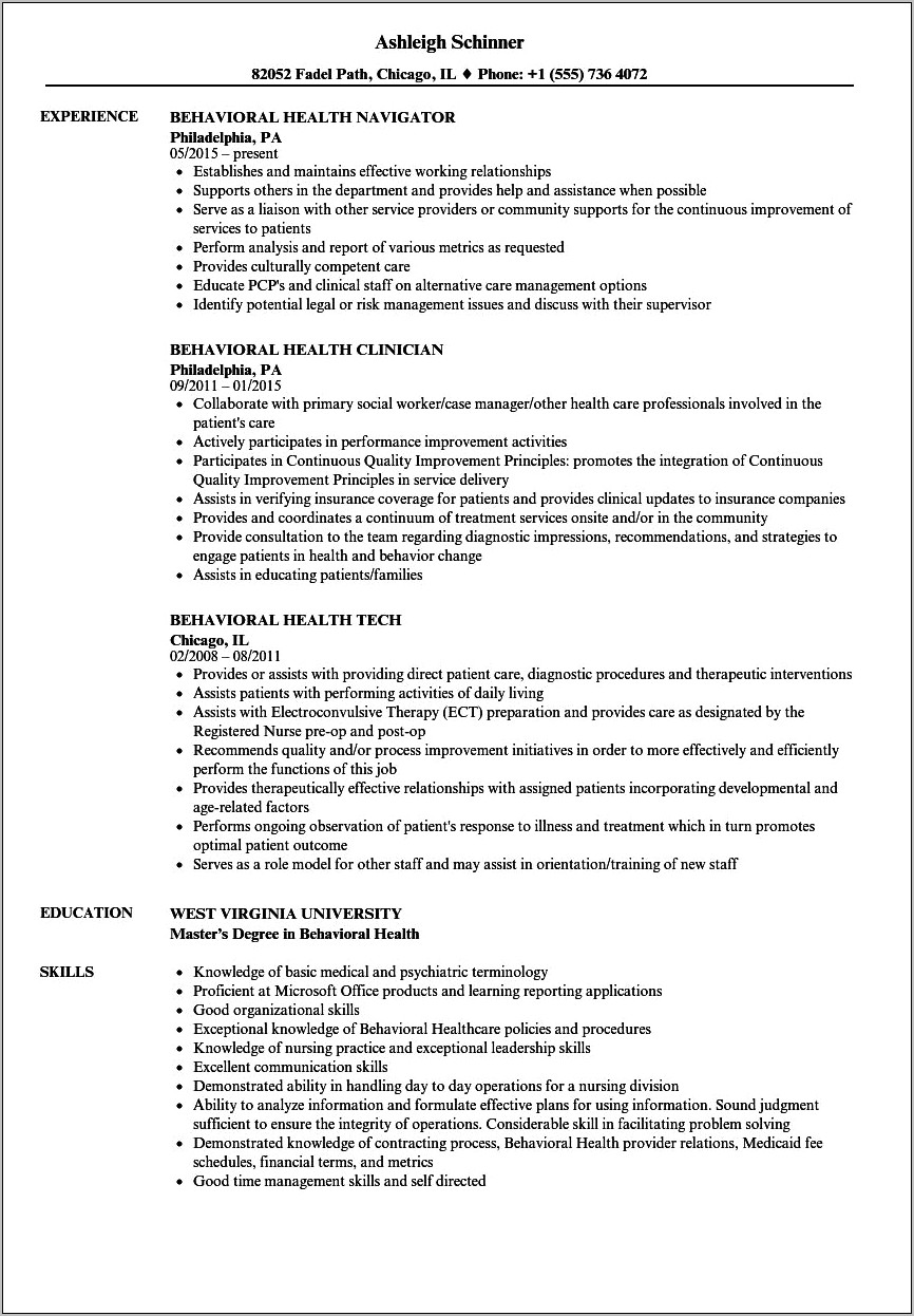 Resume Objective For Psychiatric Technician