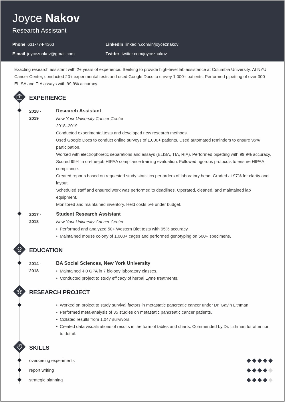 Resume Objective For Research Technician