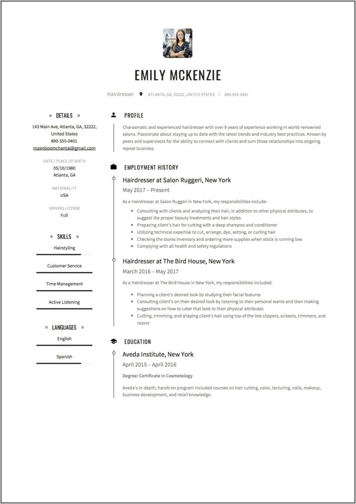 Resume Objective For Retail Stylist
