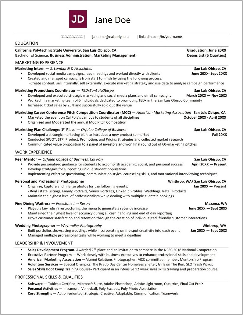 Resume Objective For Student Outreach