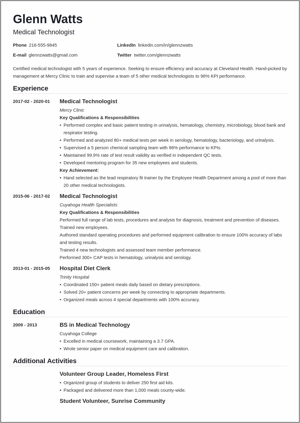 Resume Objective For Technology Specialist