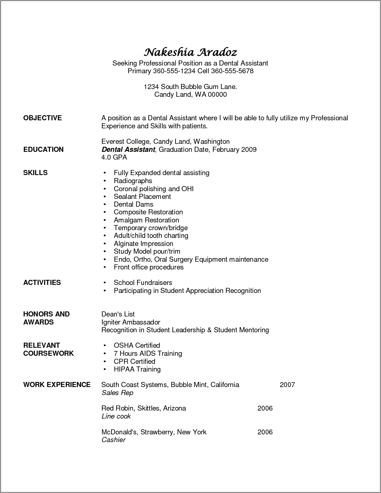 Resume Objective For Temporary Job