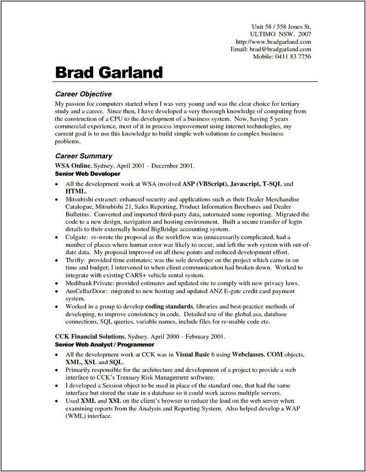 Resume Objective In Cover Letter
