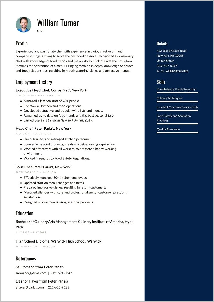 Resume Objective Sample For Cook