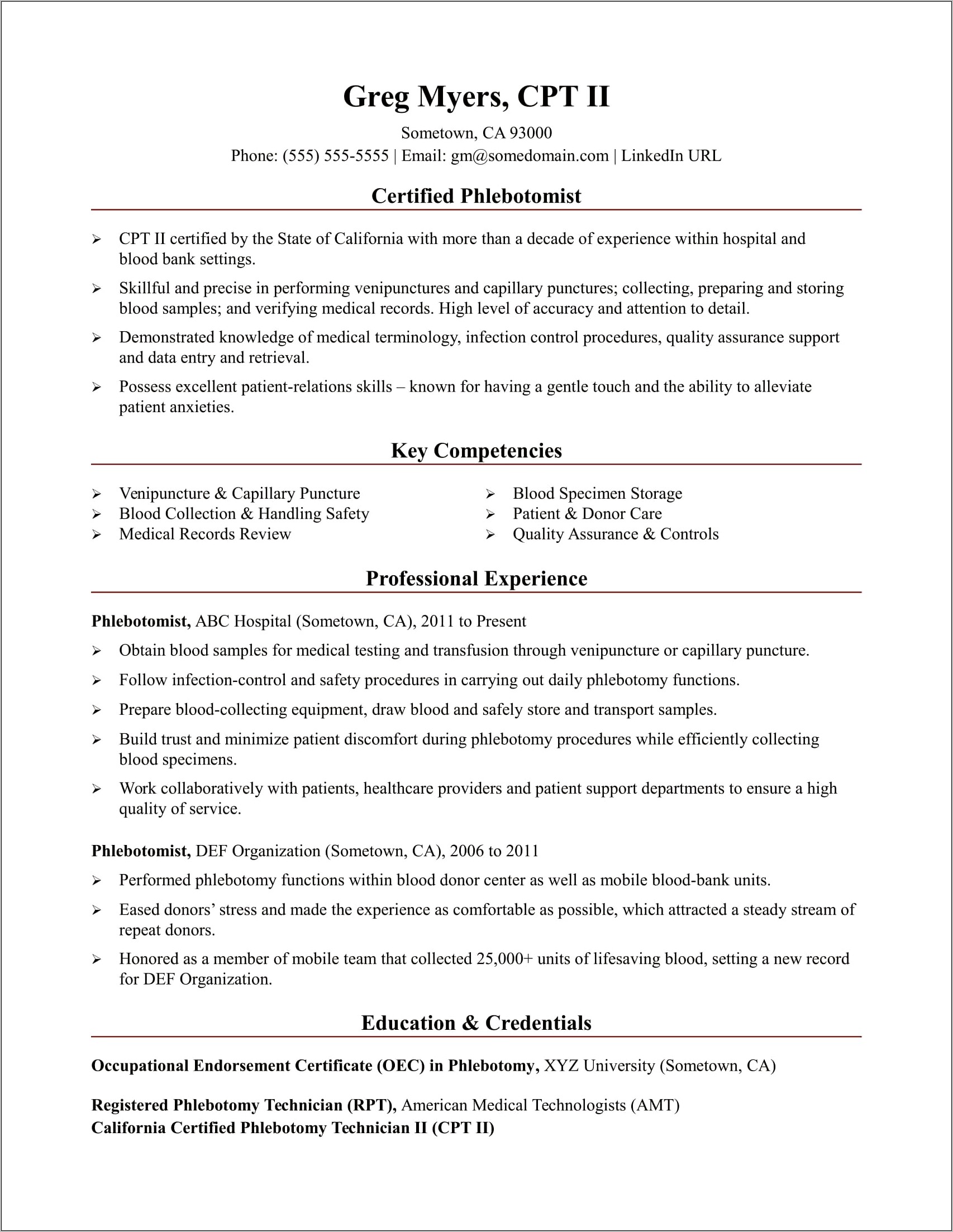 Resume Objective Samples For Healthcare