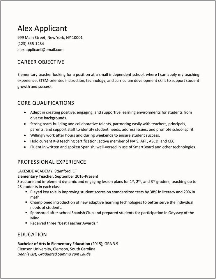 Resume Objective Statement Or Skills