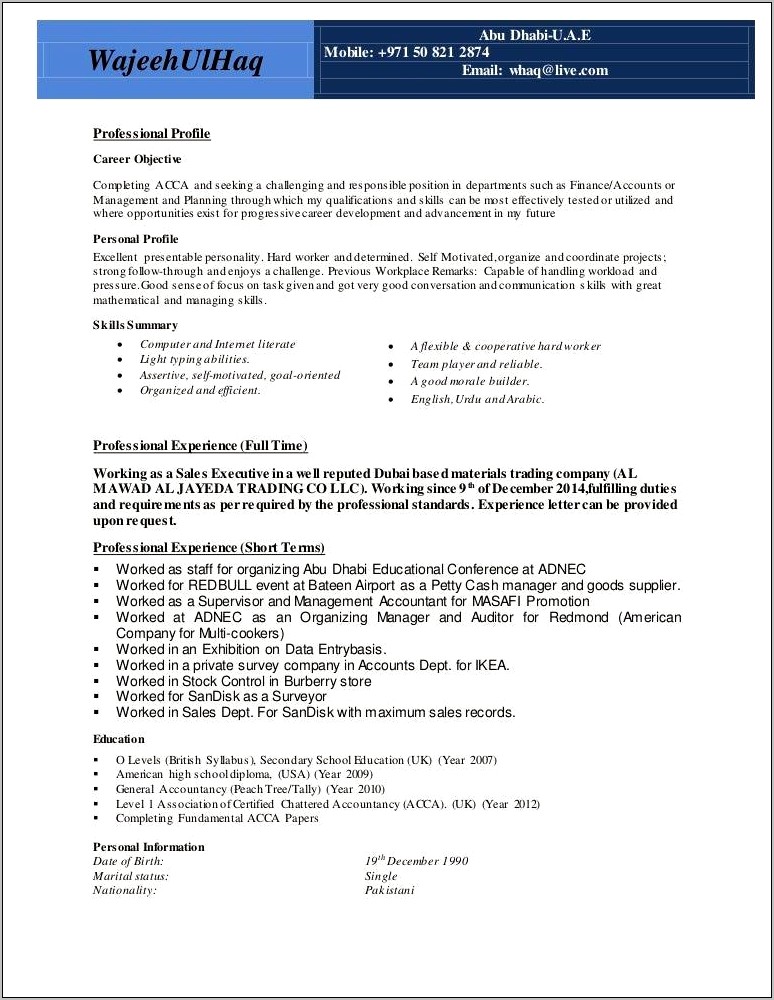 Resume Objective Vs Personal Profile