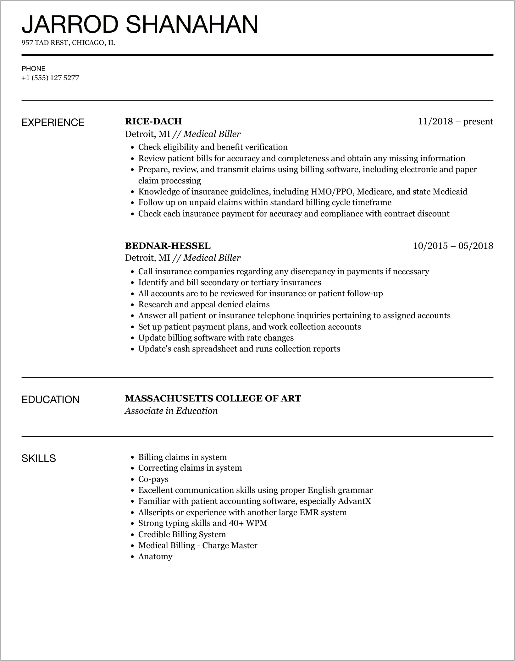 Resume Objectives Billing And Coding