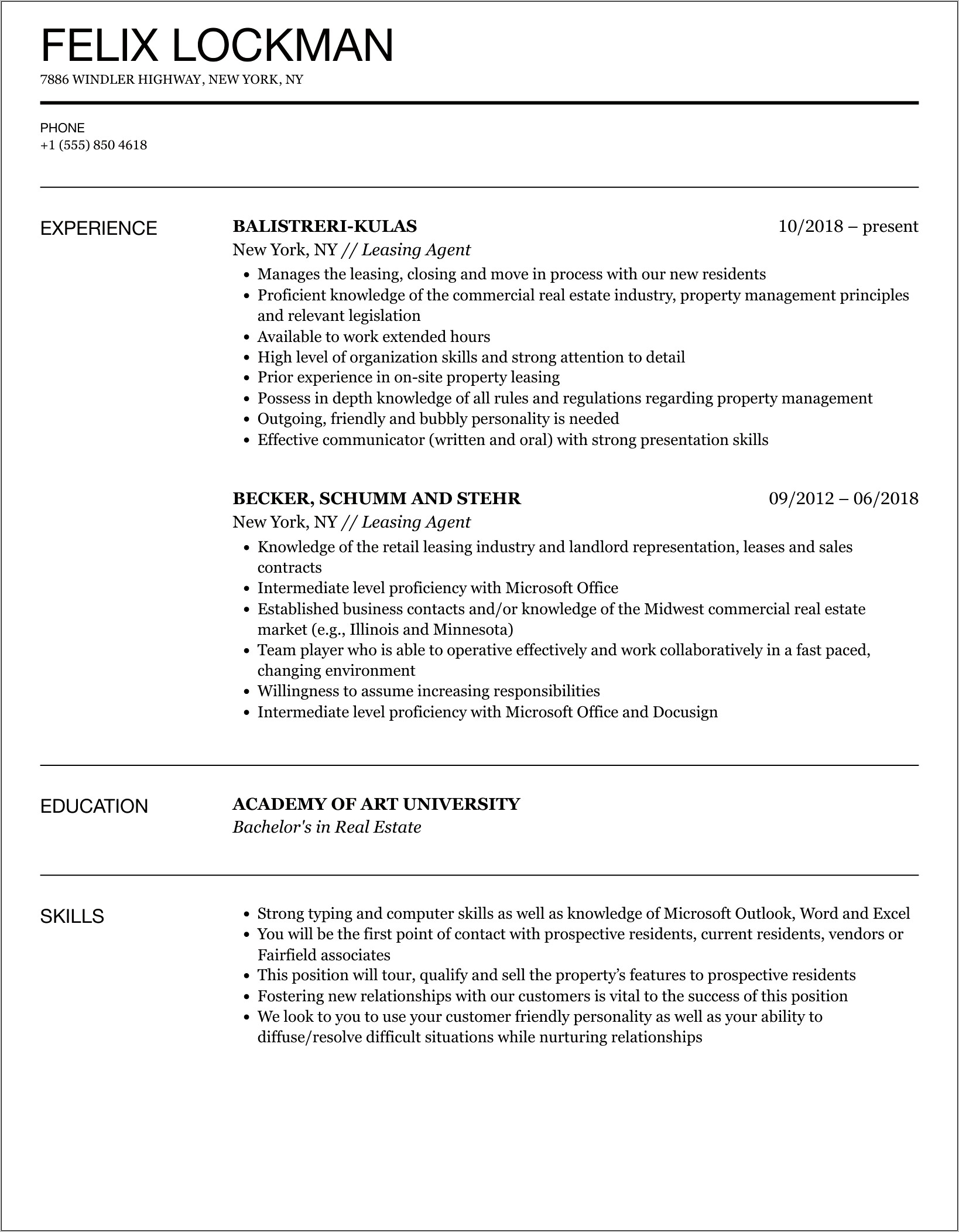 Resume Objectives For Lease Operator