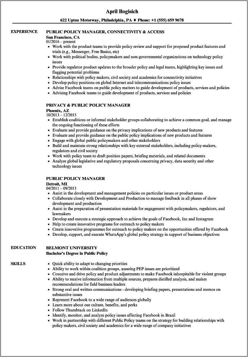 Resume Objectives For Public Administration