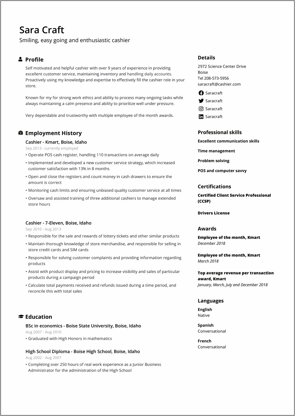 Resume Sample For Basic Jobs