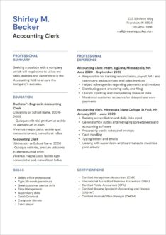 Resume Sample For Clerk Typist