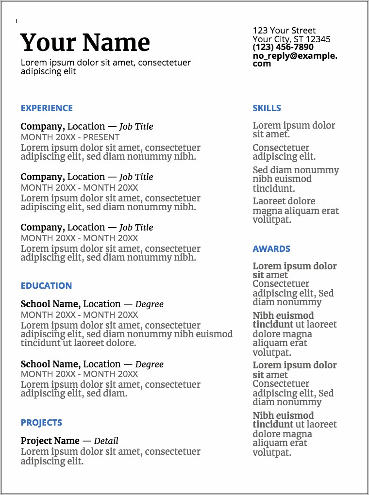 Resume Sample For Google Job