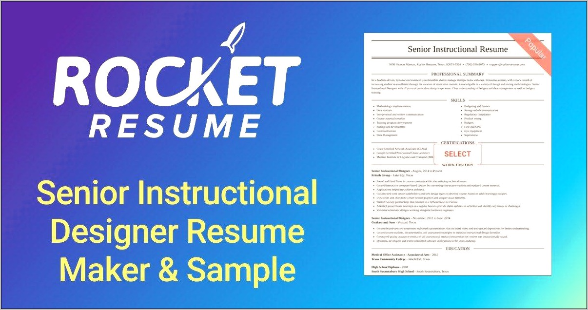Resume Sample For Instructional Designer