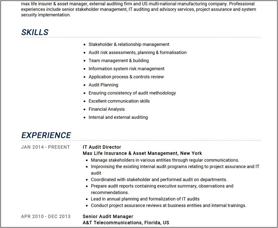 Resume Sample For Internal Job