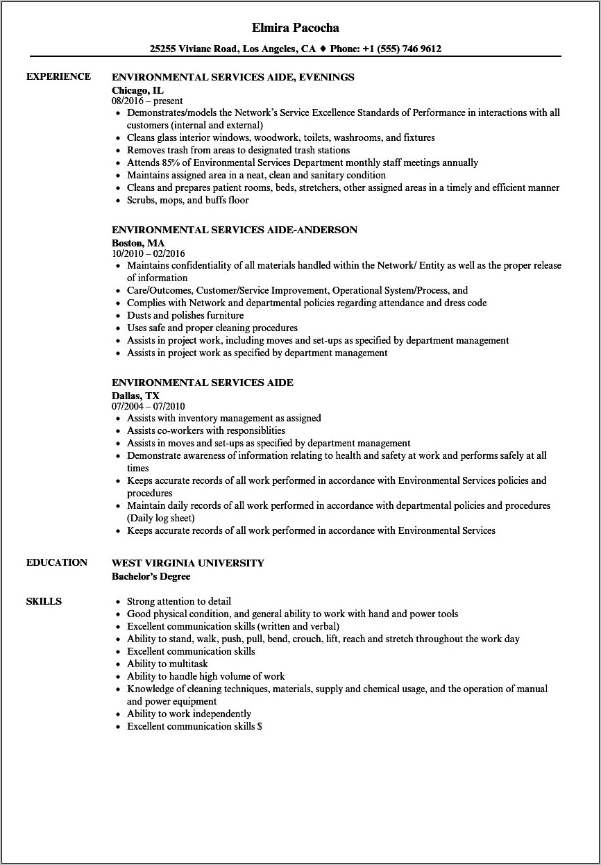 Resume Sample Of Evs Director