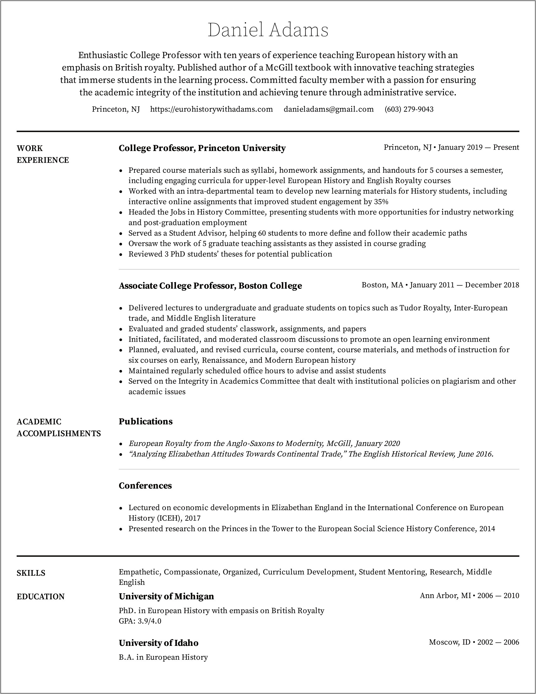 Resume Sample Without College Education