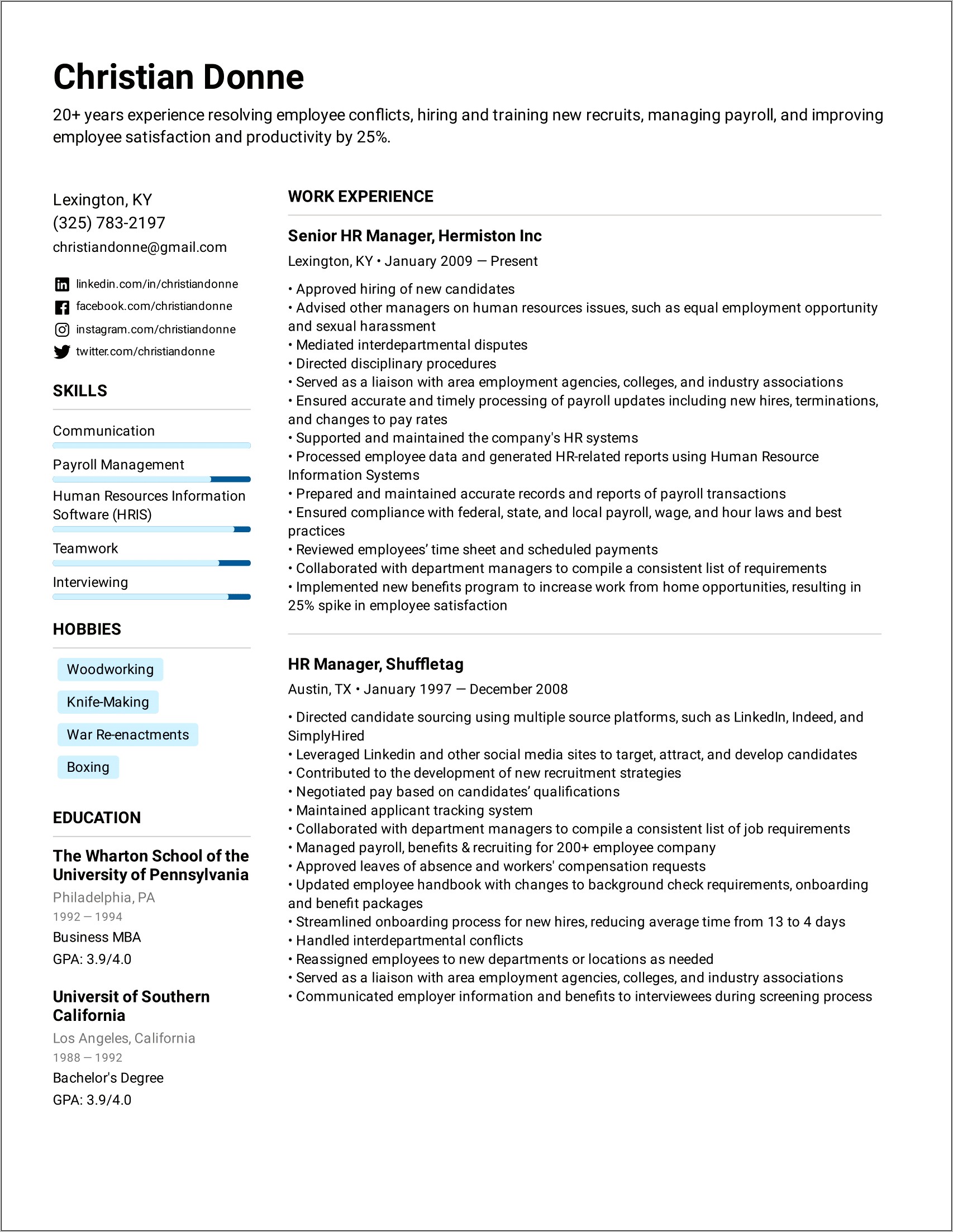 Resume Samples In Human Services