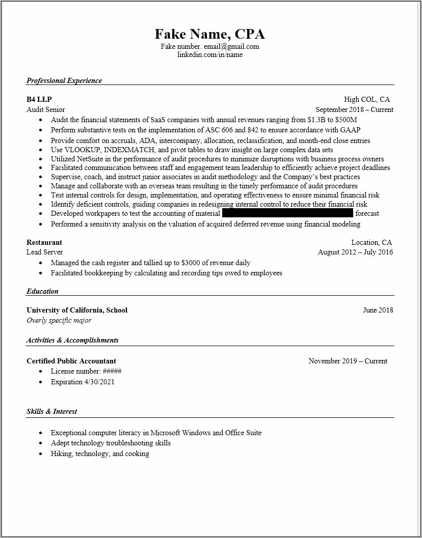 Resume Samples With Asc 606