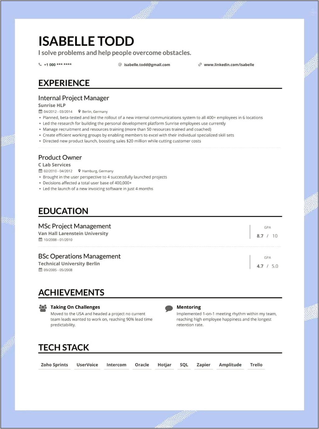 Resume Section For Current Job