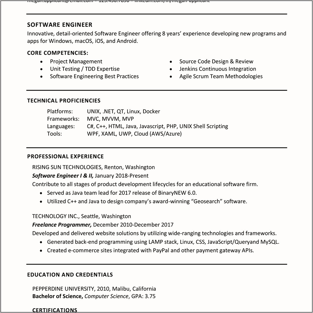 Resume Skills And Attributes Examples