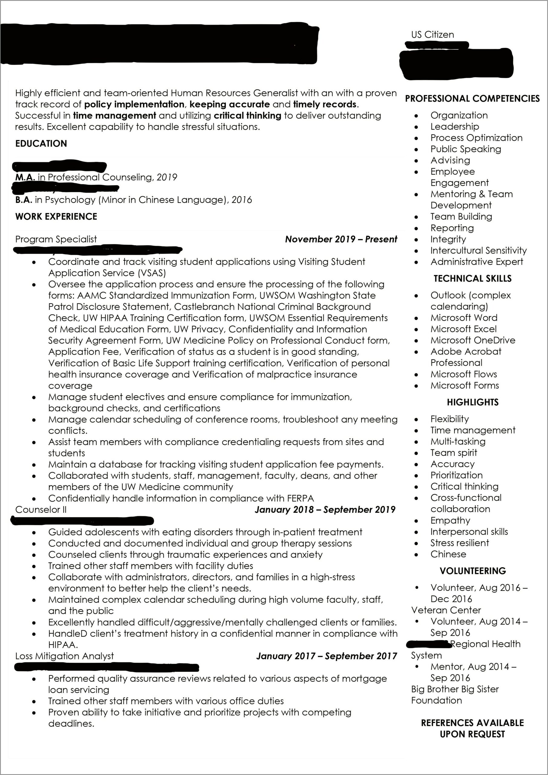 Resume Skills And Competencies Flexible