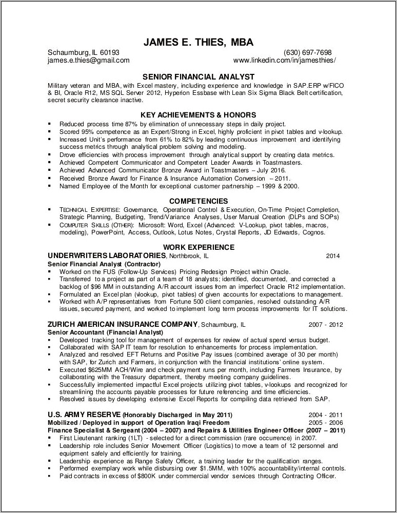 Resume Skills For Financial Analyst