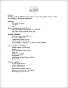 Resume Structure For First Job