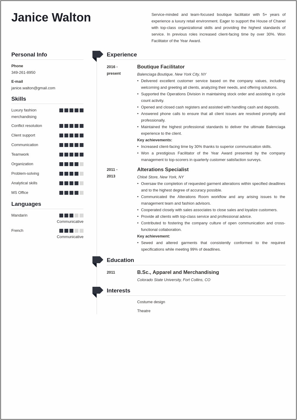 Resume Summary Examples For Fashion