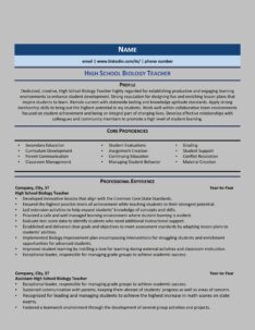 Resume Summary Examples For Teachers