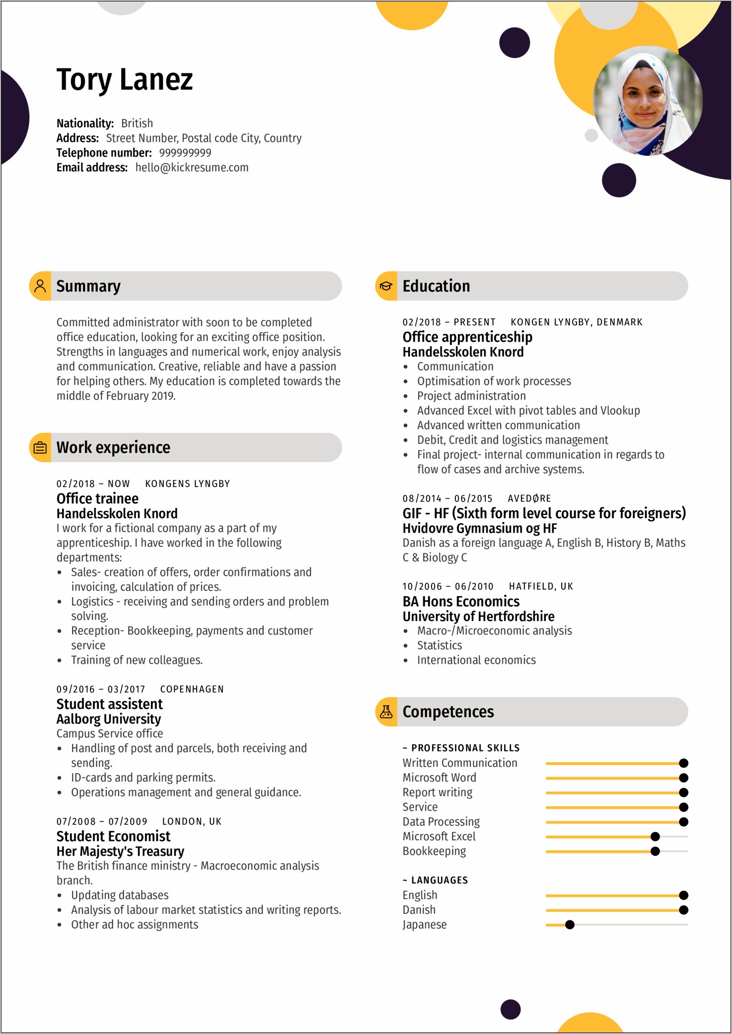 Resume Summary Examples International Student