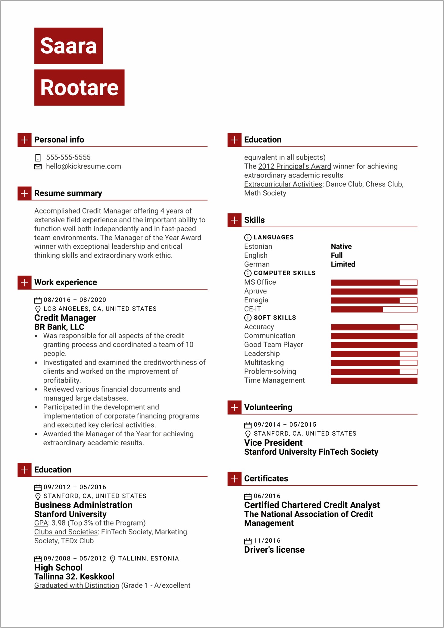 Resume Summary For A Manager