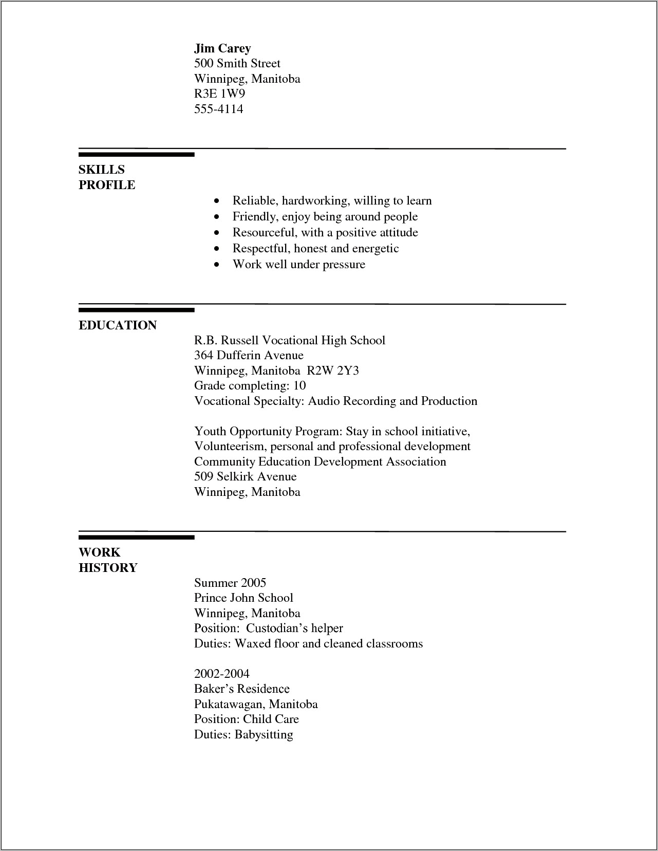 Resume Summary Sample For Custodian