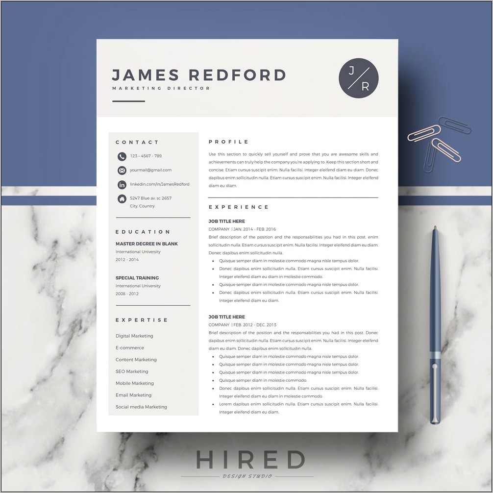 Resume Template Free Download Pages