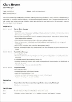 Resume Title For Store Manager