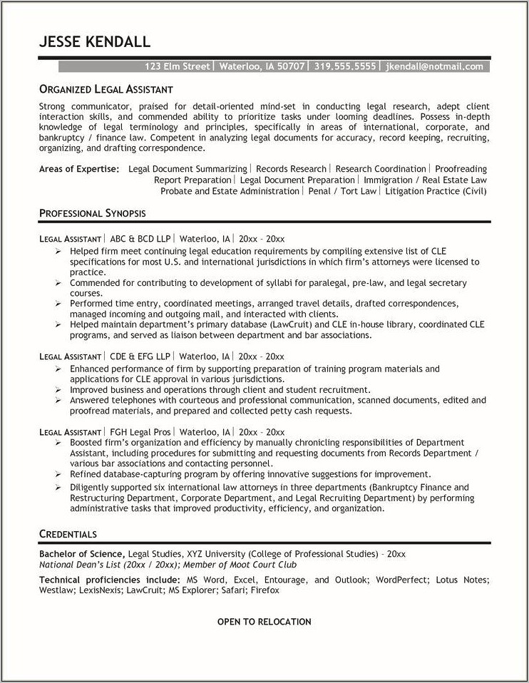 Resume With Academic Credential Example