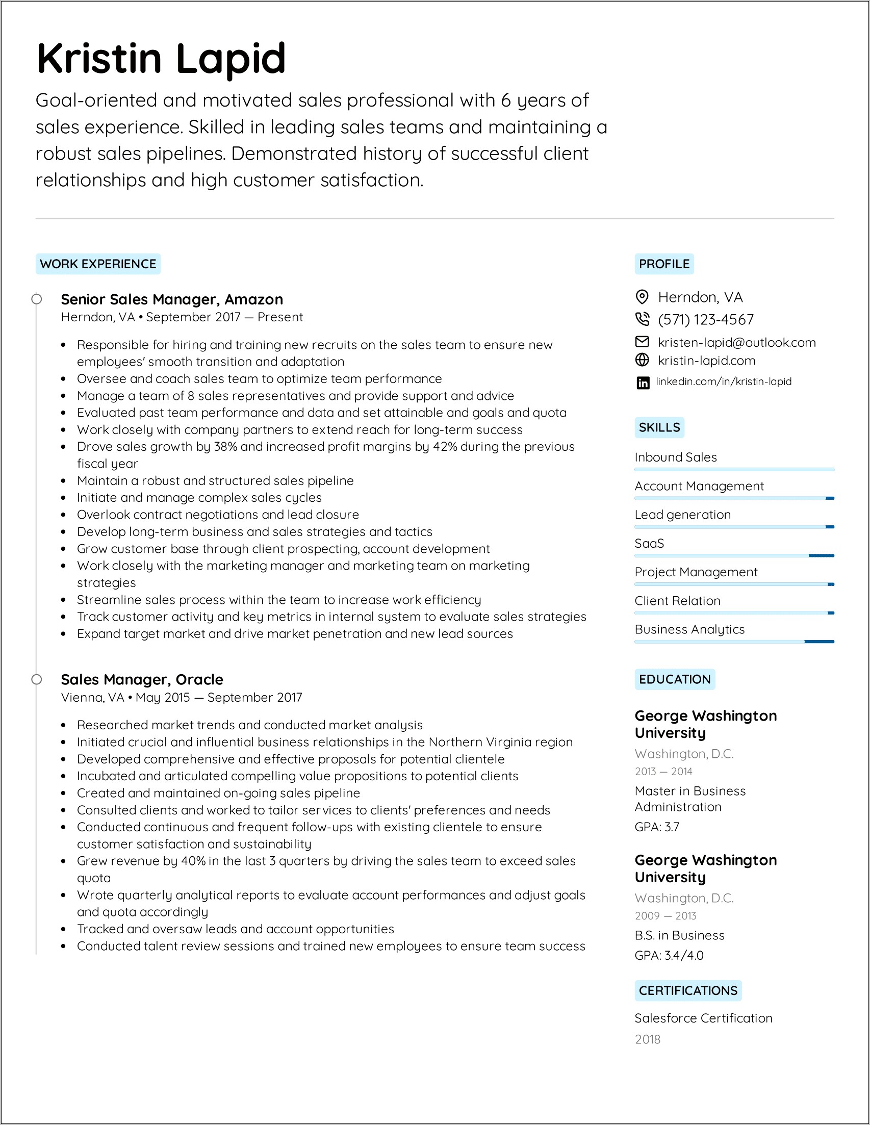 Resume With Job Description Format
