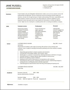 Resume Writing Examples Customer Service